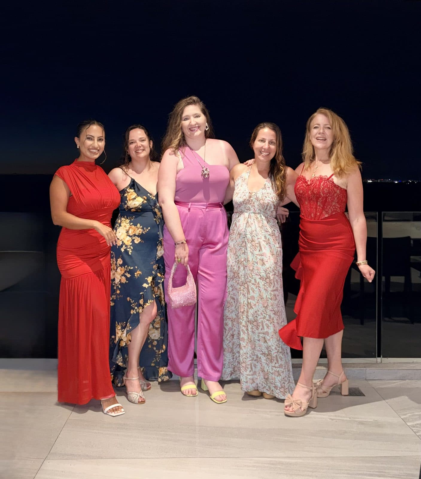 The circle together in gowns