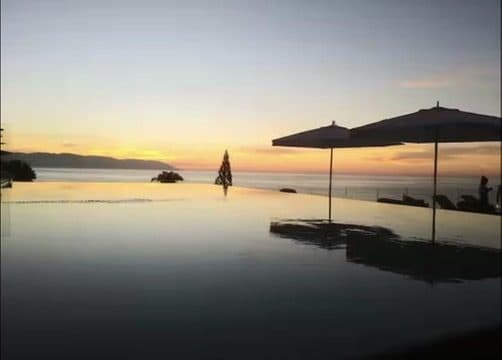 The pool at sunset