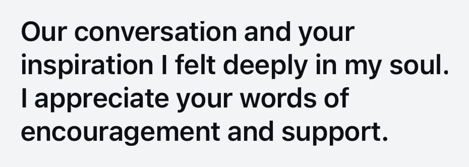 A message sent to Hevi by a client