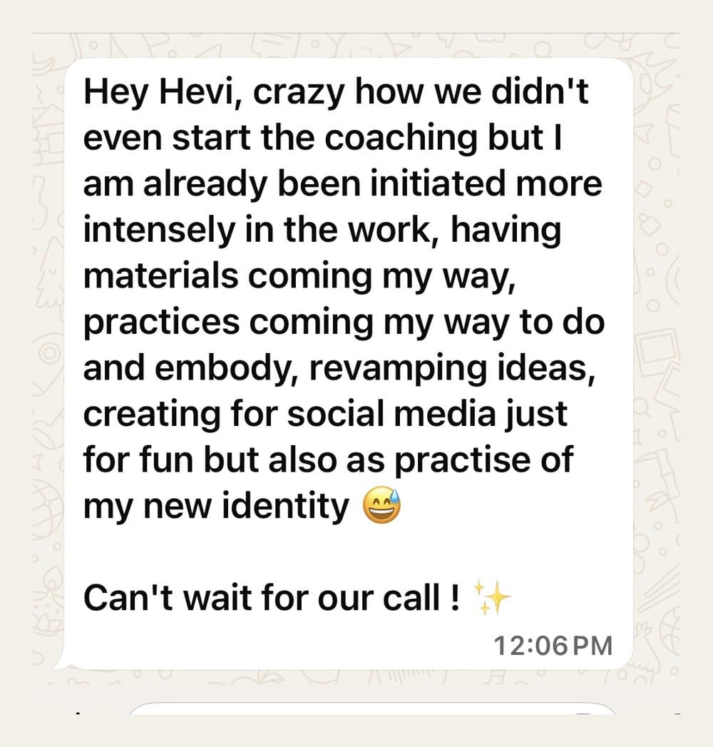 A message sent to Hevi by a client