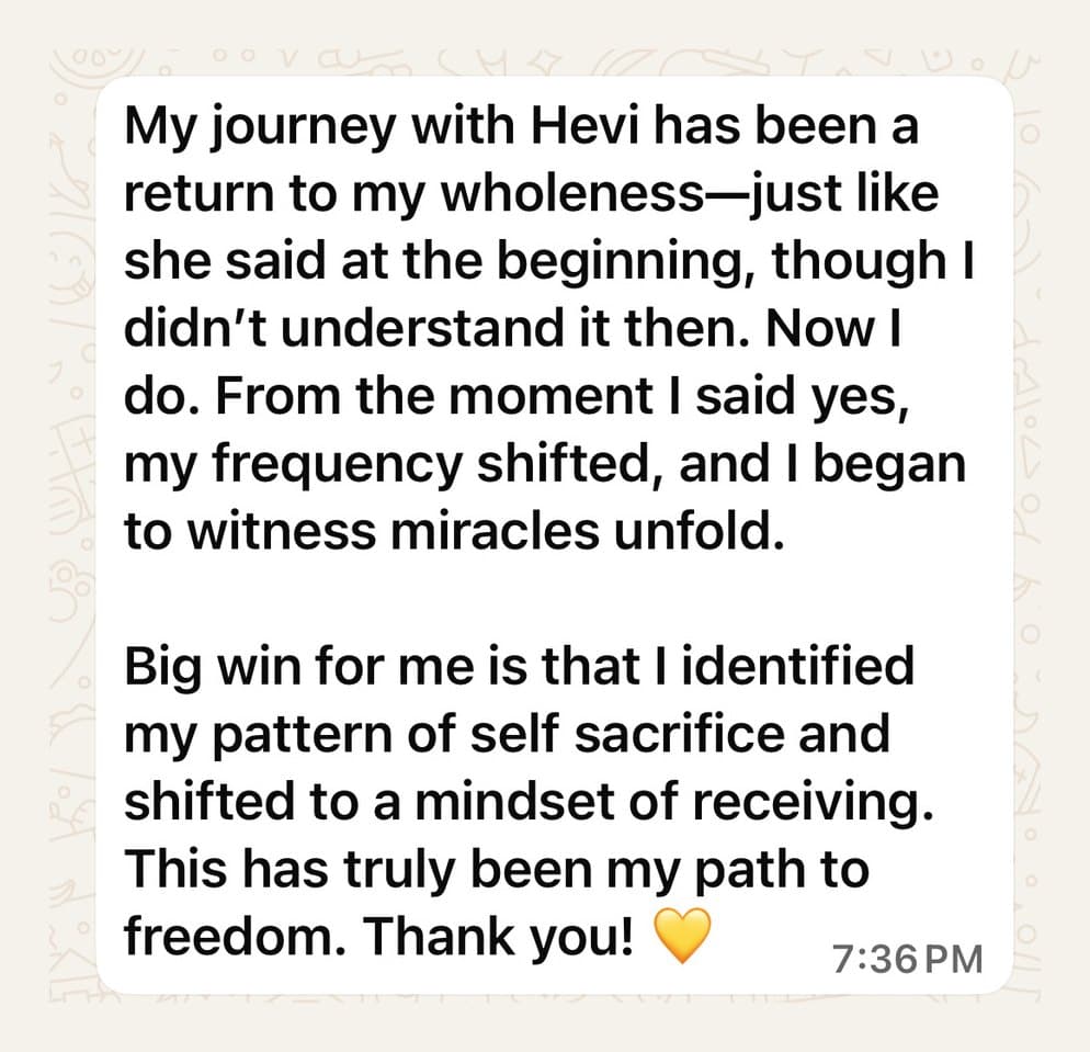 A message sent to Hevi by a client