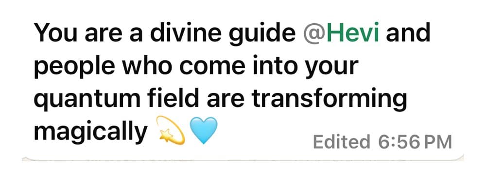 A message sent to Hevi by a client
