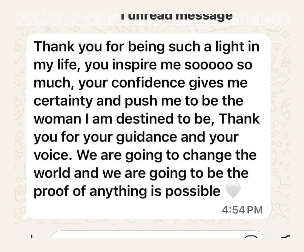 A message sent to Hevi by a client