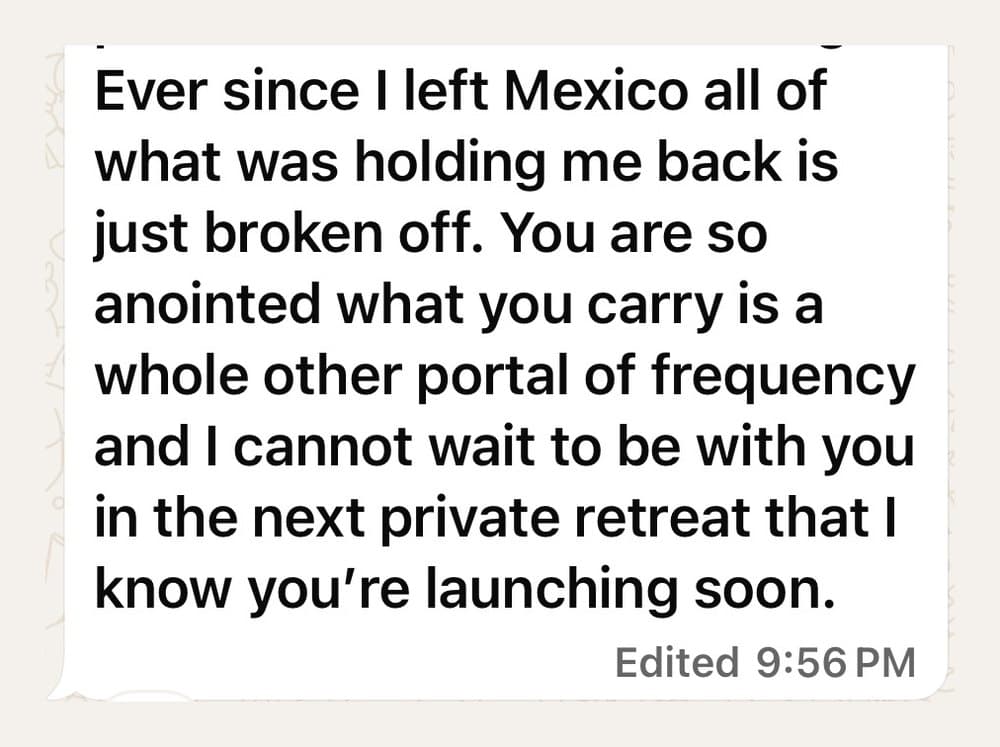 A message sent to Hevi by a client