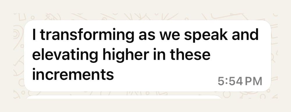 A message sent to Hevi by a client
