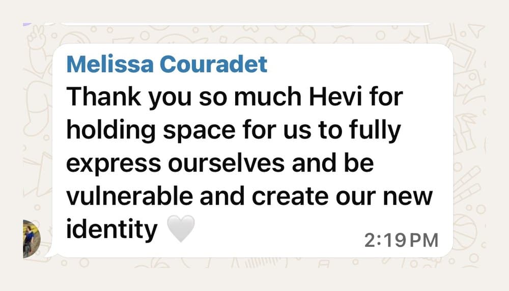 A message sent to Hevi by a client