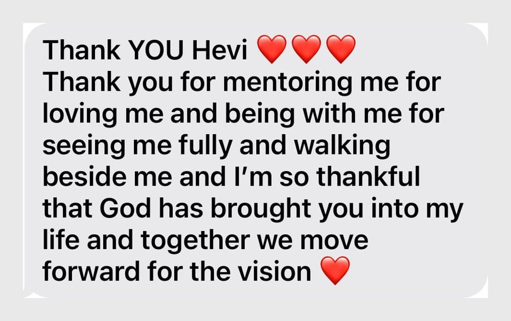 A message sent to Hevi by a client