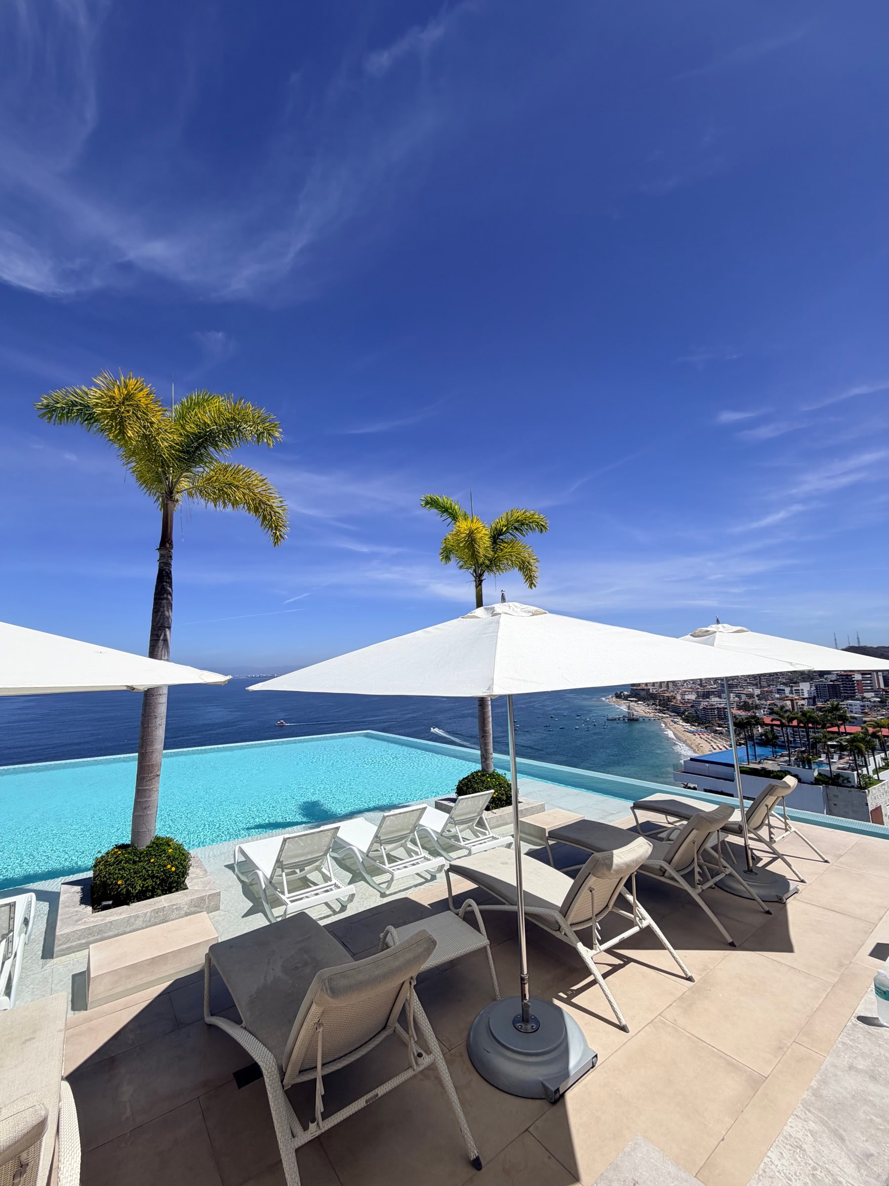 Rooftop infinity pool overlooking the Pacific at dusk, Puerto Vallarta