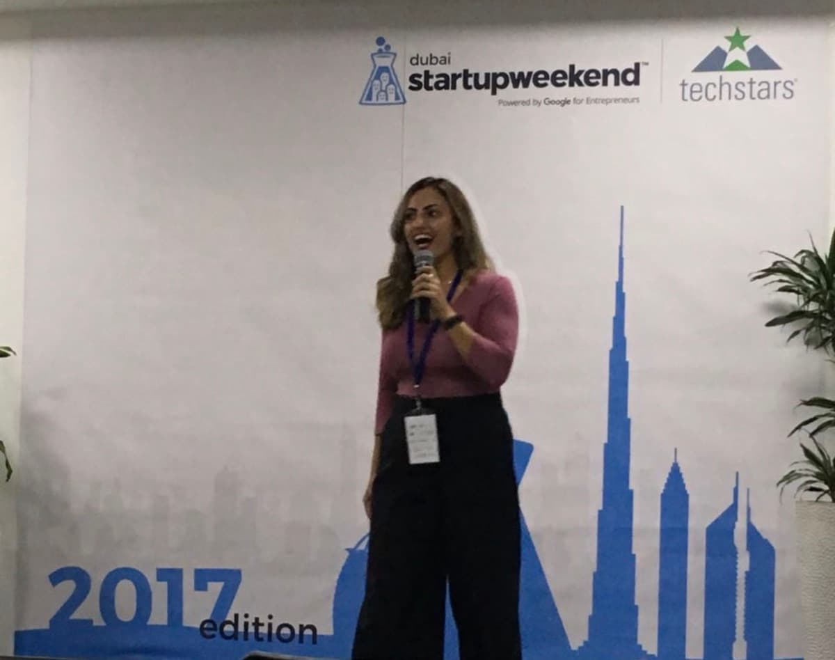 Hevi Serdar speaking at Dubai Startup Weekend